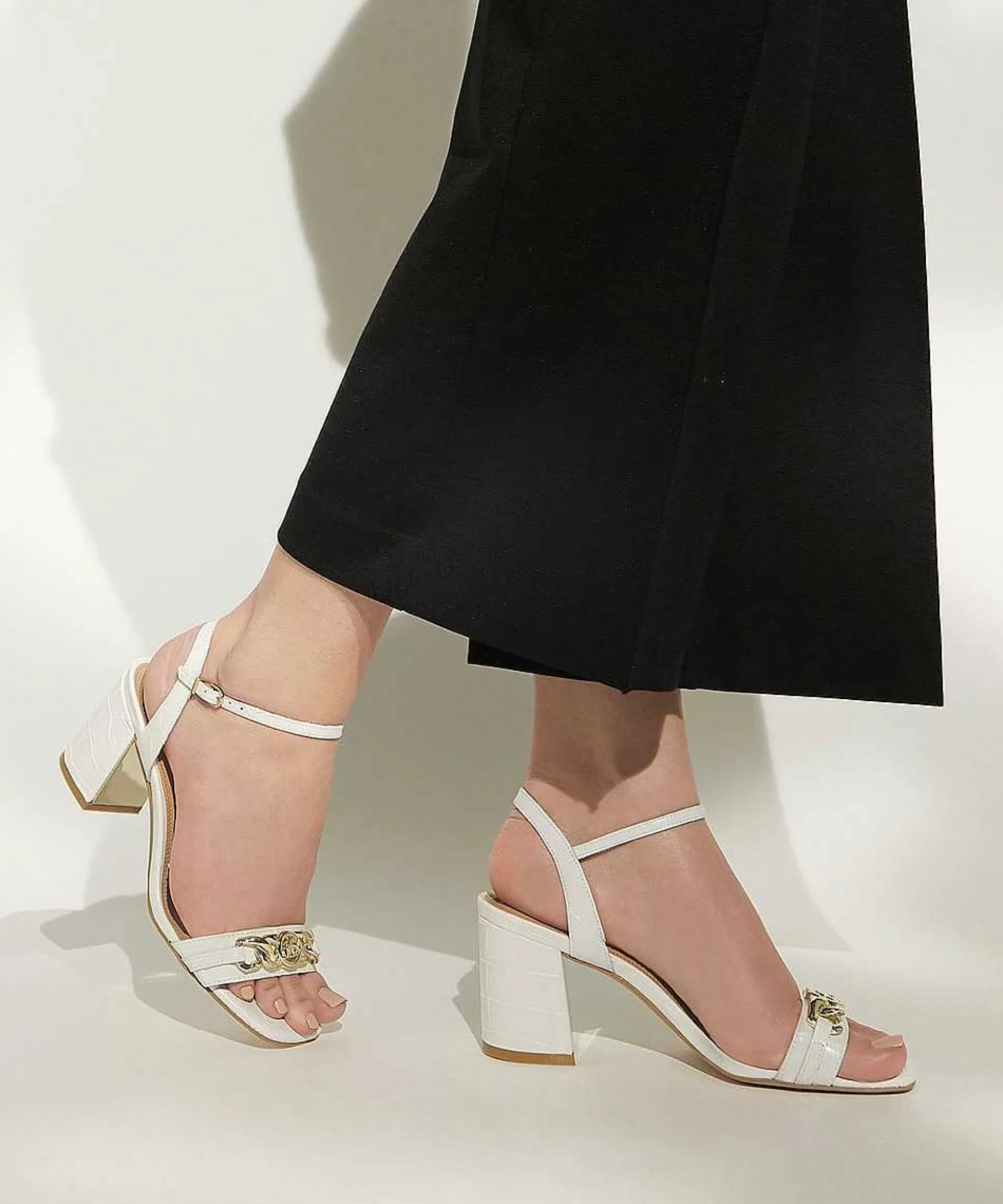 Dune London MANUAL - WHITE-Women Heeled Sandals | Block Heeled Sandals